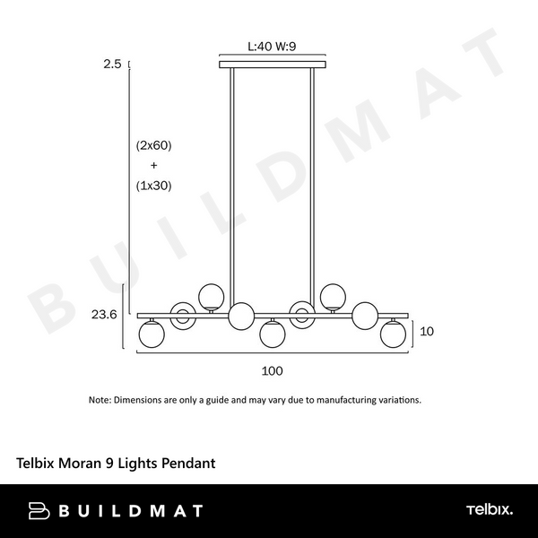 Telbix Moran 9 Lights Pendant Black Smoke