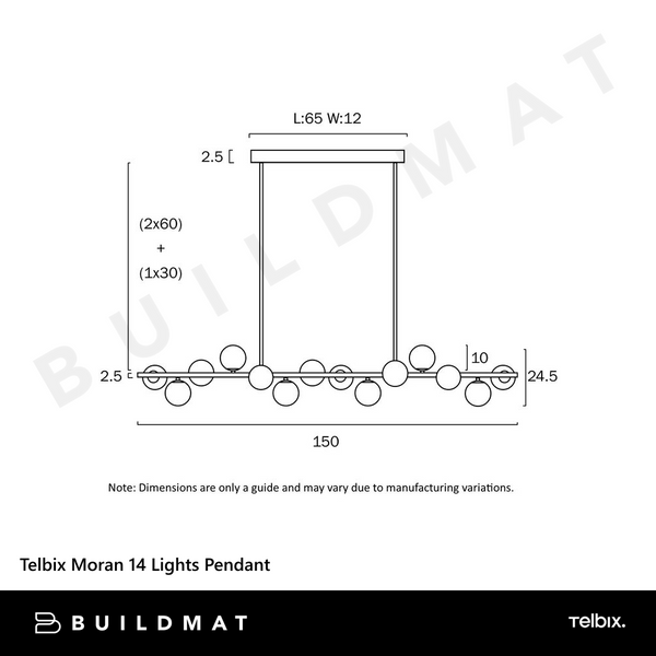 Telbix Moran 14 Lights Pendant Antique Gold Opal Matt