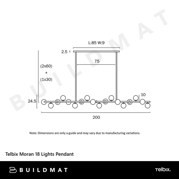 Telbix Moran 18 Lights Pendant Black Opal Matt