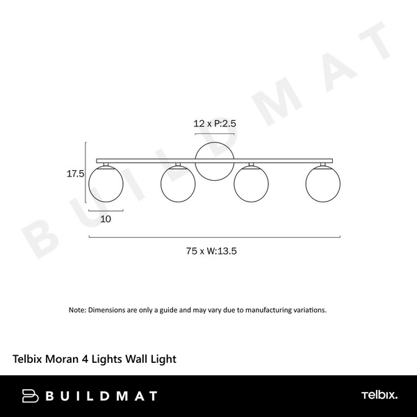 Telbix Moran 4 Lights Wall Light Black
