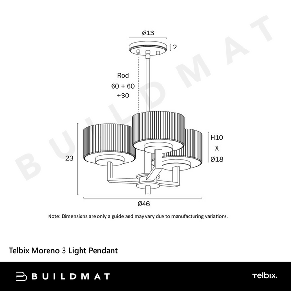 Telbix Moreno 3 Light Pendant Antique Silver