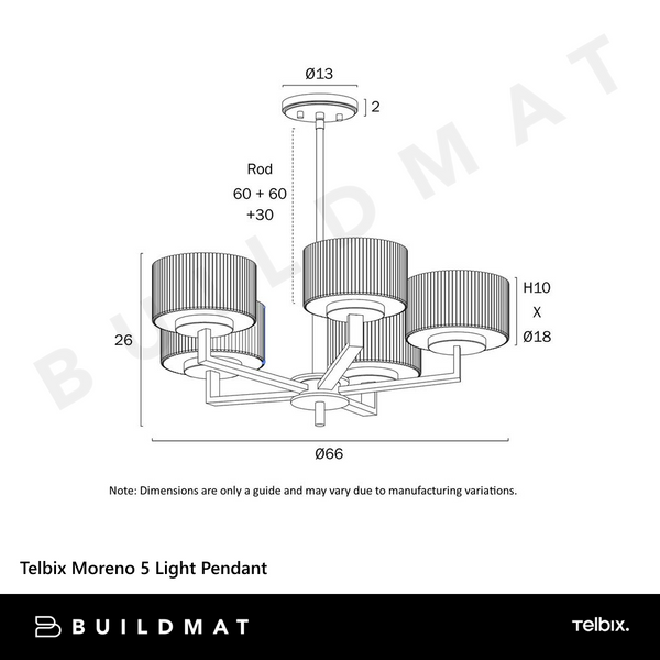 Telbix Moreno 5 Light Pendant Antique Silver