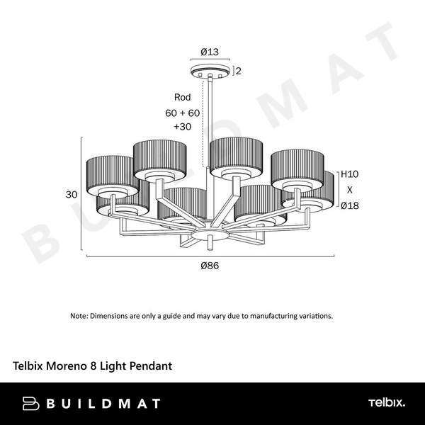 Telbix Moreno 8 Light Pendant Antique Gold