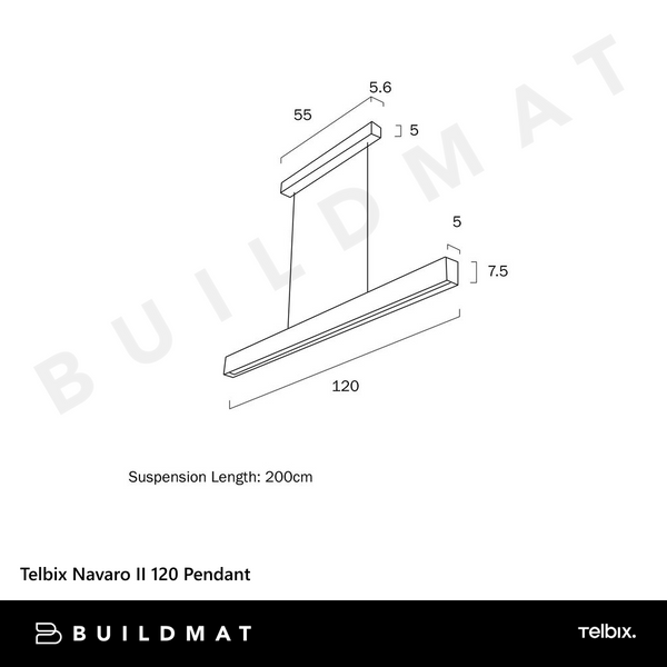 Telbix Navaro II 120 Pendant Black