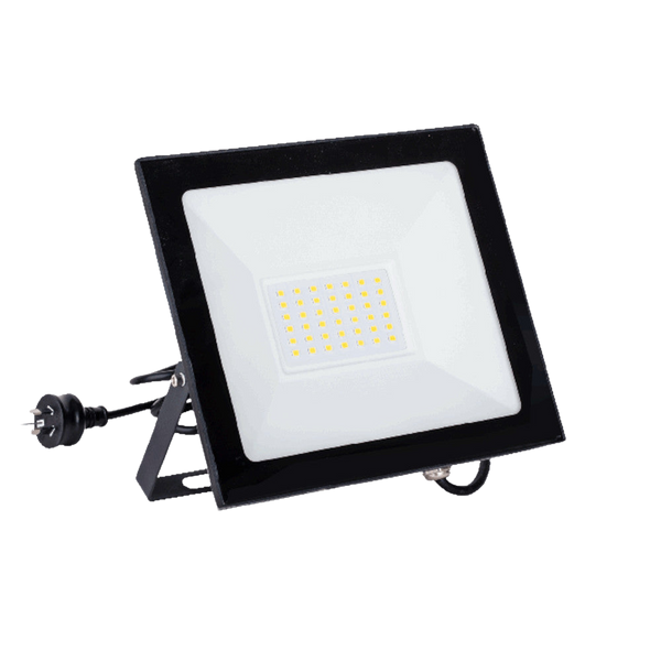 Telbix Neo 30W Led Flood Lead And Plug Black