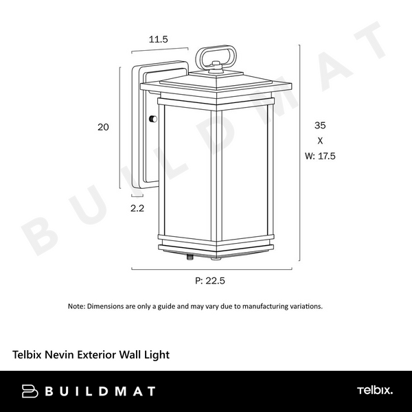 Telbix Nevin Exterior Wall Light Black