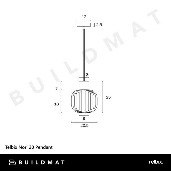 Telbix Nori 20 Pendant Black Opal Matt