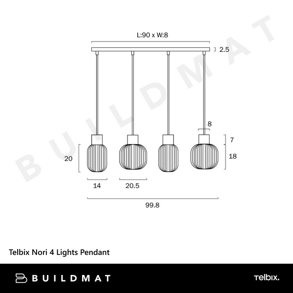 Telbix Nori 4 Lights Pendant Black Opal Matt