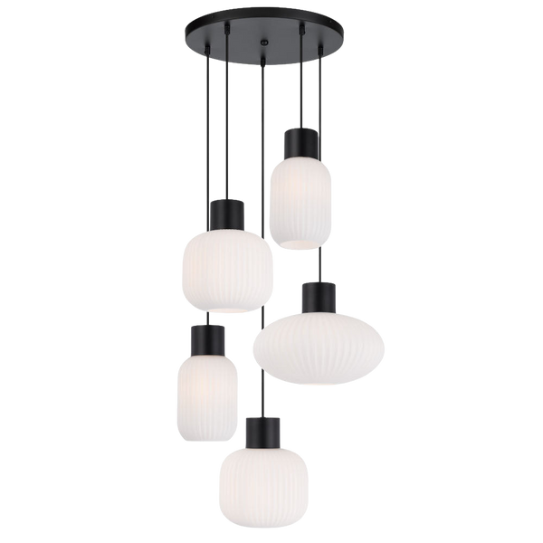 Telbix Nori 5 Lights Pendant Black Opal Matt