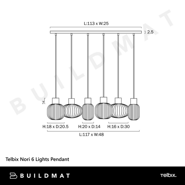 Telbix Nori 6 Lights Pendant Black Opal Matt