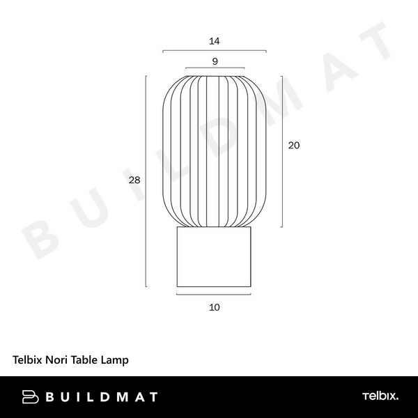 Telbix Nori Table Lamp Black Opal Matt