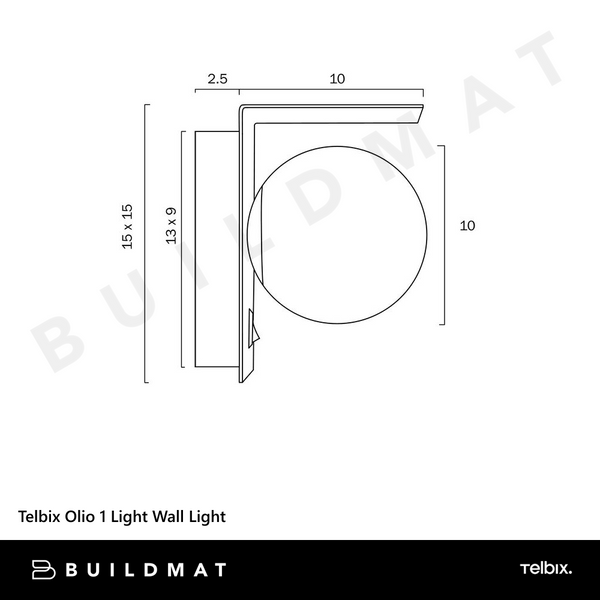 Telbix Olio 1 Light Wall Light Black
