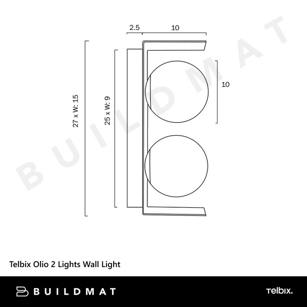 Telbix Olio 2 Lights Wall Light Black