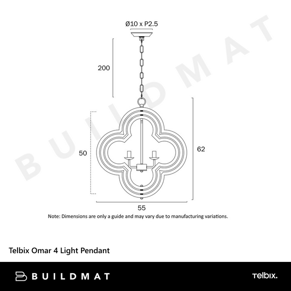 Telbix Omar 4 Light Pendant Black
