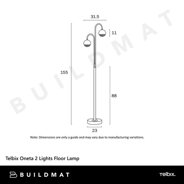 Telbix Oneta 2 Lights Floor Lamp White
