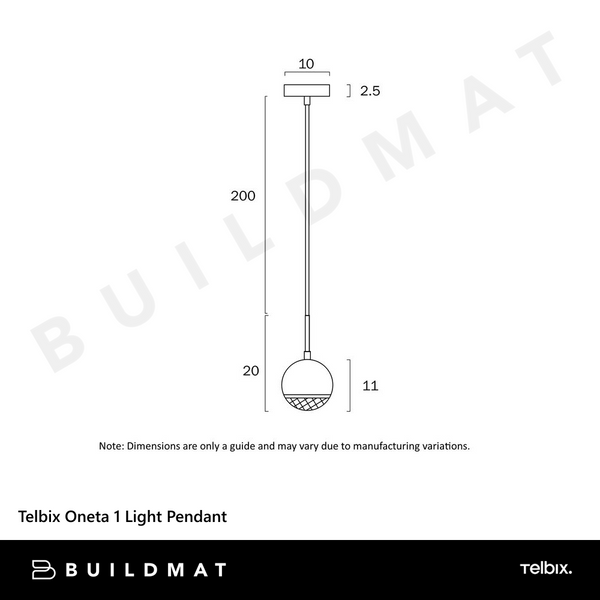 Telbix Oneta 1 Light Pendant White