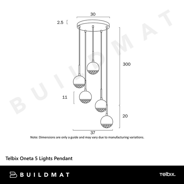 Telbix Oneta 5 Lights Pendant Black