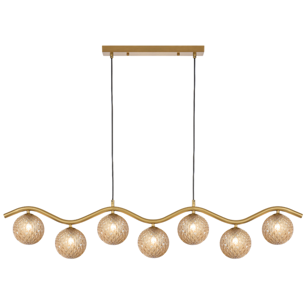 Telbix Orton 7 Light Pendant Antique Gold Amber Tear