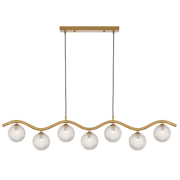 Telbix Orton 7 Light Pendant Antique Gold Clear Prism