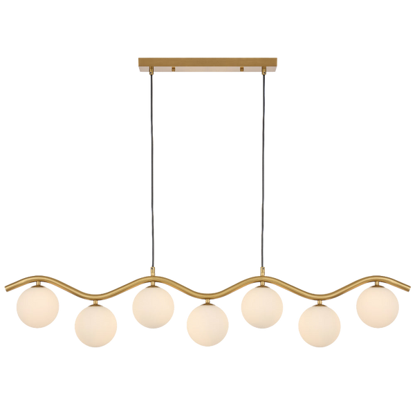 Telbix Orton 7 Light Pendant Antique Gold Opal Matt