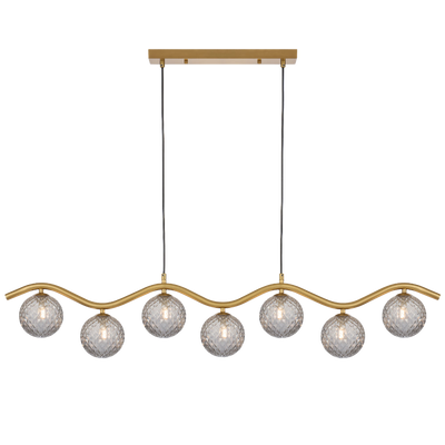 Telbix Orton 7 Light Pendant Antique Gold Smoke Tear