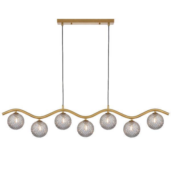 Telbix Orton 7 Light Pendant Antique Gold Smoke Tear