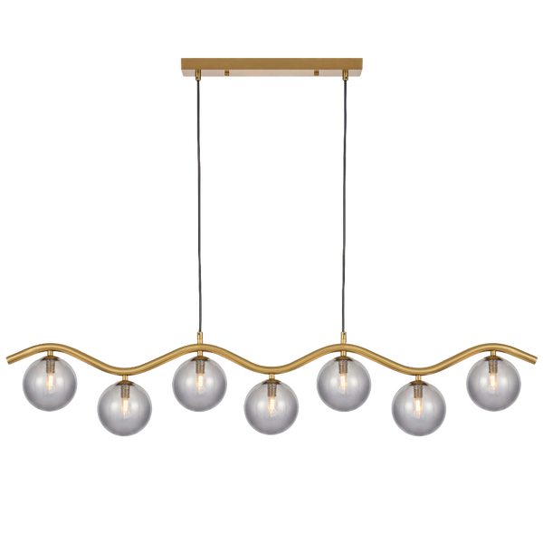 Telbix Orton 7 Light Pendant Antique Gold Smoke