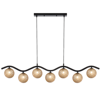 Telbix Orton 7 Light Pendant Black Amber Tear