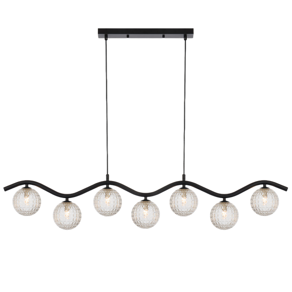 Telbix Orton 7 Light Pendant Black Clear Prism