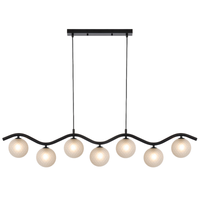 Telbix Orton 7 Light Pendant Black Frost Tear