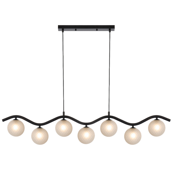 Telbix Orton 7 Light Pendant Black Frost Tear