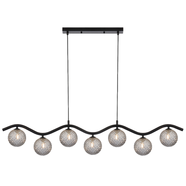 Telbix Orton 7 Light Pendant Black Smoke Tear