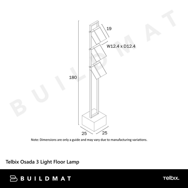 Telbix Osada 3 Light Floor Lamp Black