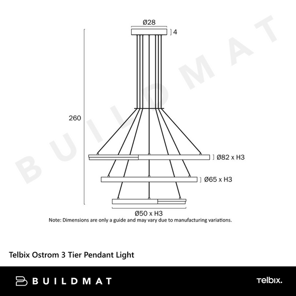 Telbix Ostrom 3 Tier Pendant Light Gold