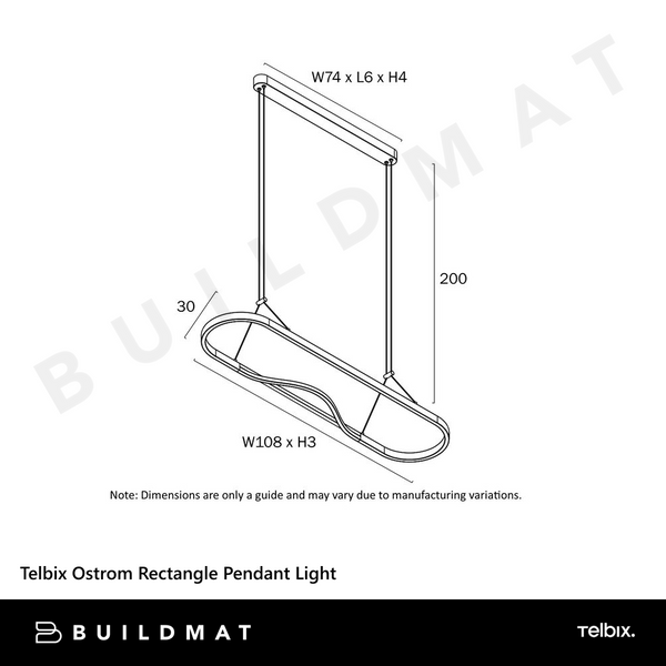 Telbix Ostrom Rectangle Pendant Light Gold