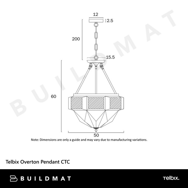 Telbix Overton Pendant CTC Brass