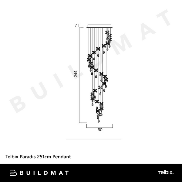 Telbix Paradis 251cm Pendant Chrome