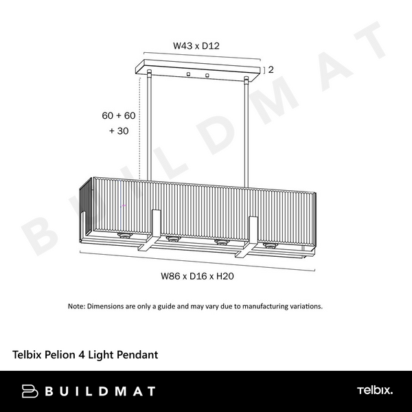 Telbix Pelion 4 Light Pendant Antique Gold