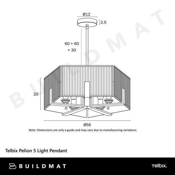 Telbix Pelion 5 Light Pendant Chrome