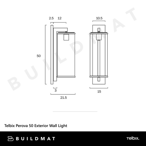 Telbix Perova 50 Exterior Wall Light Brass