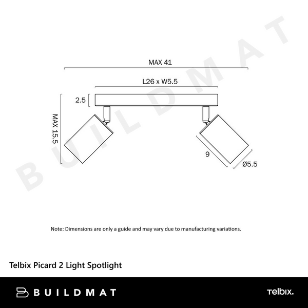 Telbix Picard 2 Light Spotlight White