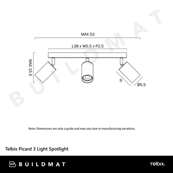Telbix Picard 3 Light Spotlight White