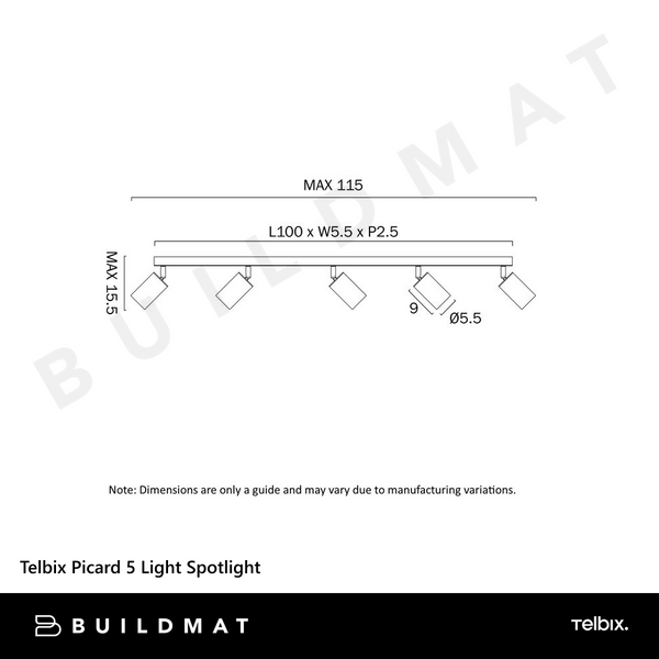 Telbix Picard 5 Light Spotlight White