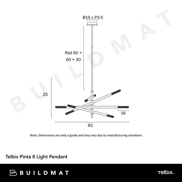 Telbix Pinta 8 Light Pendant Gold