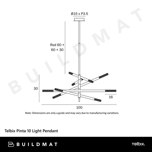 Telbix Pinta 10 Light Pendant Black