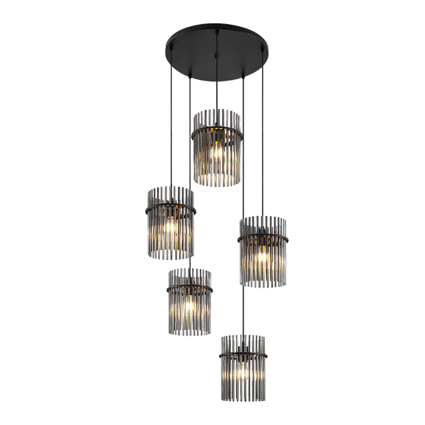 Telbix Quilo 5 Light Pendant Black