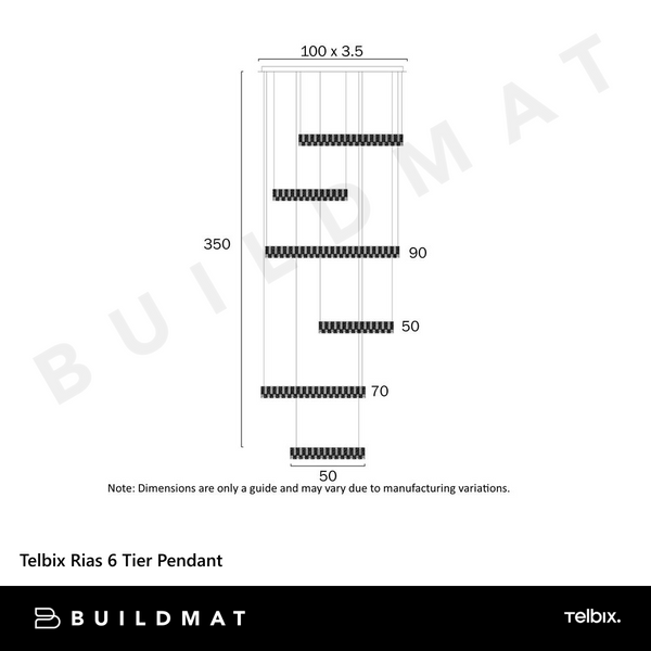 Telbix Rias 6 Tier Pendant Gold