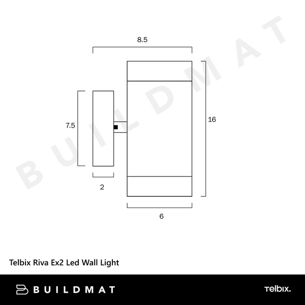 Telbix Riva Ex2 Led Wall Light Bracket Black
