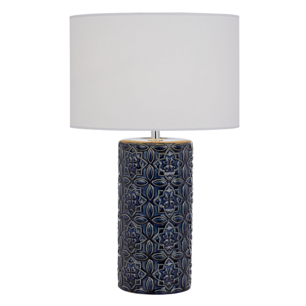 Telbix Rodos Ceramic Table Lamp Blue White