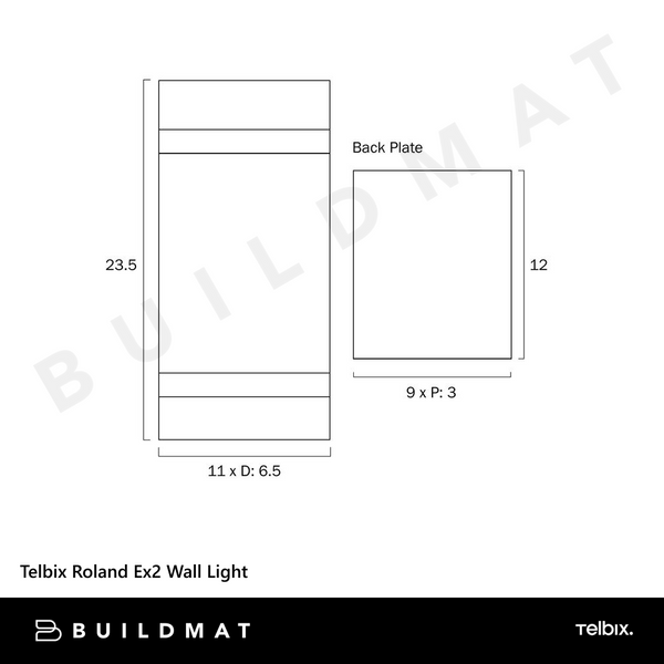 Telbix Roland Ex2 Wall Light Black